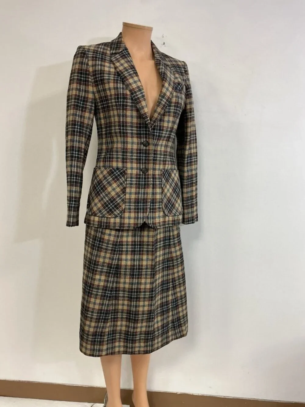 Vintage Pendleton Wool Skirt Suit 2 Piece Set Executive Womens 7-8